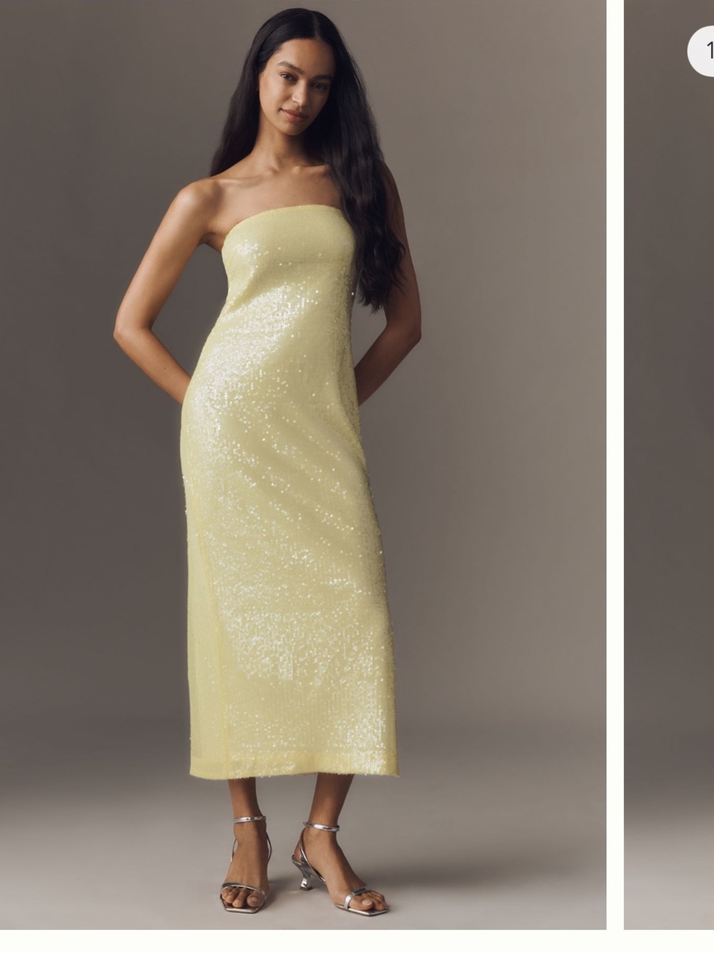 Anthropologie Endless Rose Yellow Sequin Midi Dress